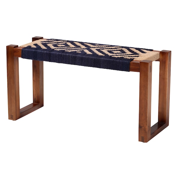 Bali & Pari Prunella Modern Bohemian Two-Tone Seagrass and Acacia Wood Accent Bench 240-13460-ZORO - main